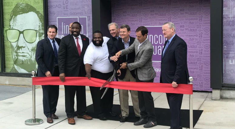 Lincoln Square celebrated its opening at Broad and Washington streets in South Philadelphia with a ribbon-cutting ceremony Wednesday. Lincoln Square celebrated its opening at Broad and Washington streets in South Philadelphia with a ribbon-cutting ceremony Wednesday.